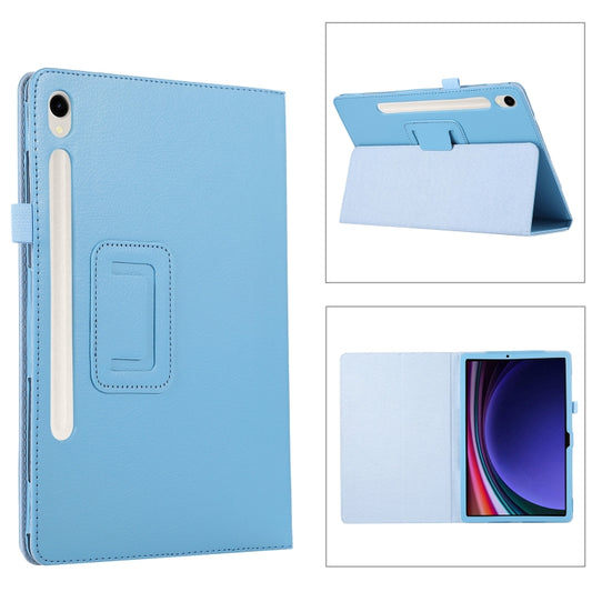 For Samsung Galaxy Tab S9+ / S10+ Litchi Texture Leather Tablet Case with Holder(Sky Blue) - Other Galaxy Tab PC by PMC Jewellery | Online Shopping South Africa | PMC Jewellery | Buy Now Pay Later Mobicred