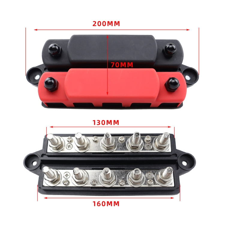 CP-4135 RV / Yacht M10 5-stud Double Row Busbar(Red Black) - Fuse by PMC Jewellery | Online Shopping South Africa | PMC Jewellery | Buy Now Pay Later Mobicred