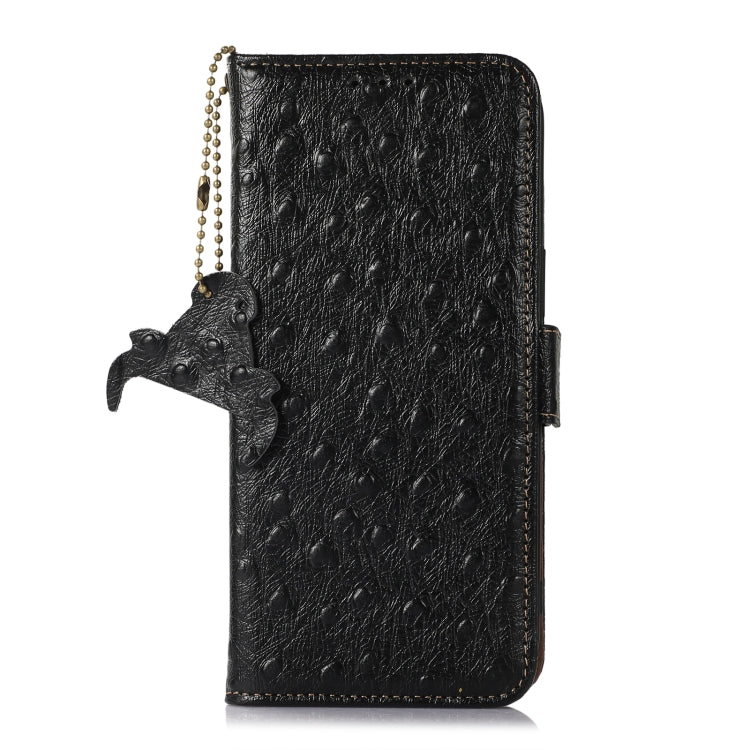 For Huawei Mate 60 Ostrich Pattern Genuine Leather RFID Phone Case(Black) - Huawei Cases by PMC TechLife | Online Shopping South Africa | PMC TechLife | Buy Now Pay Later Mobicred