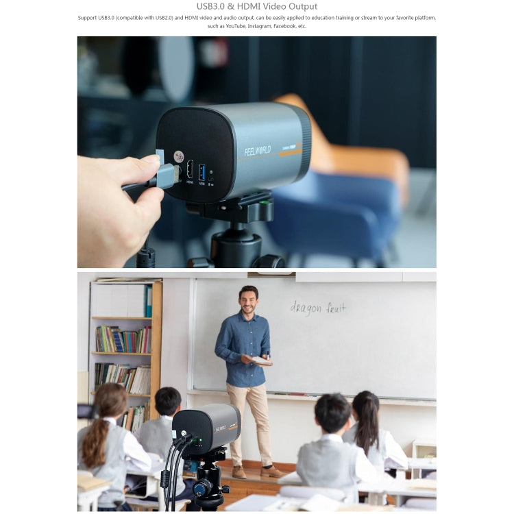 FEELWORLD HV10X Professional Streaming Camera Full HD 1080P 60fps USB 3.0 HDMI(EU Plug) - free shipping - PMc TechLife - Order now!