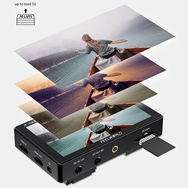 FEELWORLD LUT5E 5.5 inch High Bright 1600nit Touch Screen DSLR Camera Field Monitor F970 External Power and Install Kit 4K HDMI 1920X1080 IPS Panel(Black) - free shipping - PMC TechLife - Order now!