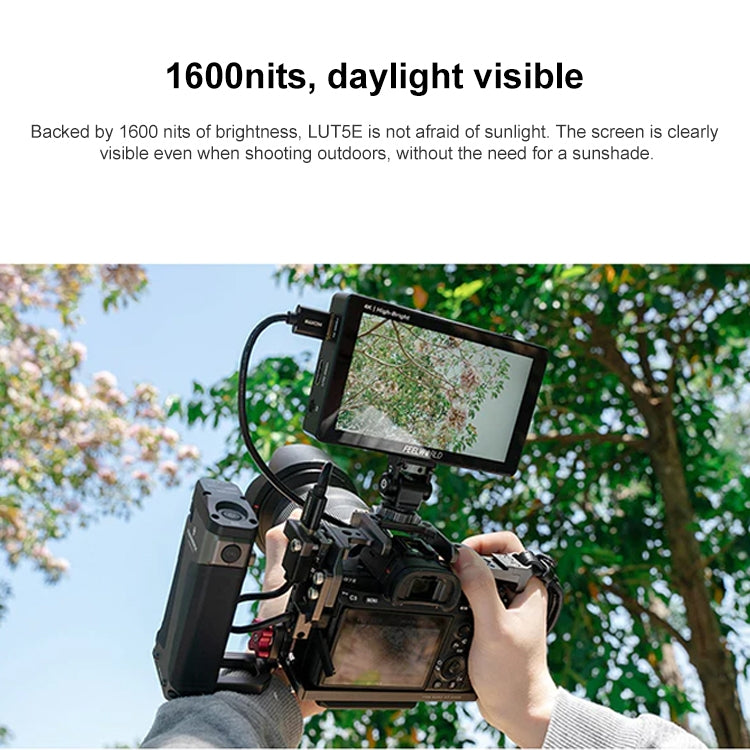 FEELWORLD LUT5E 5.5 inch High Bright 1600nit Touch Screen DSLR Camera Field Monitor F970 External Power and Install Kit 4K HDMI 1920X1080 IPS Panel(Black) - free shipping - PMC TechLife - Order now!