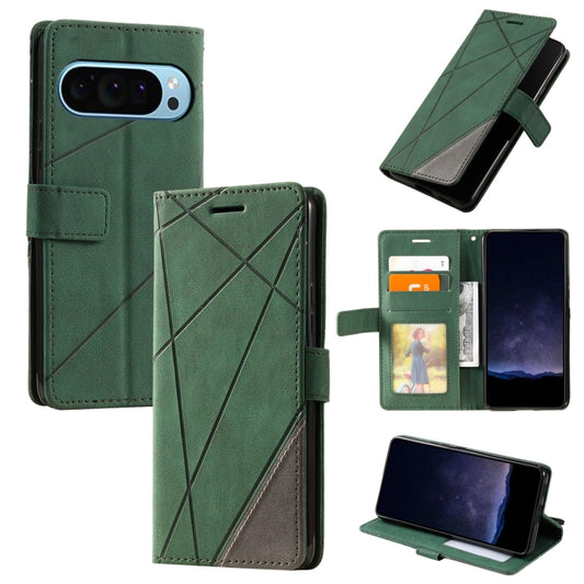 For Google Pixel 9 Pro Skin Feel Splicing Leather Phone Case(Green) - Google Cases by PMC Jewellery | Online Shopping South Africa | PMC Jewellery | Buy Now Pay Later Mobicred