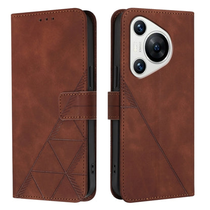 For Huawei Pura 70 Crossbody 3D Embossed Flip Leather Phone Case(Brown) - Huawei Cases by PMC Jewellery | Online Shopping South Africa | PMC Jewellery | Buy Now Pay Later Mobicred