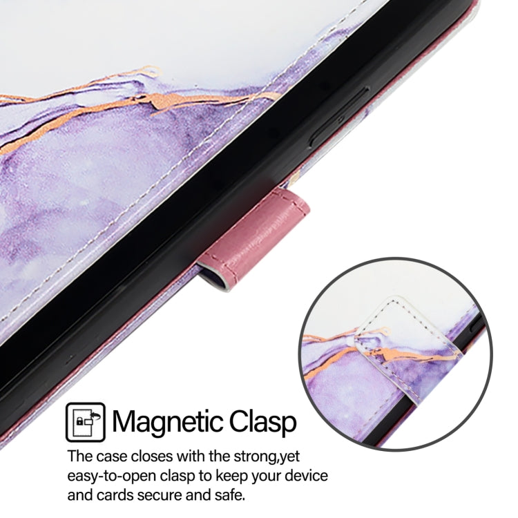 For Huawei Pura 70 PT003 Marble Pattern Flip Leather Phone Case(LS006 White Purple) - Huawei Cases by PMC Jewellery | Online Shopping South Africa | PMC Jewellery | Buy Now Pay Later Mobicred