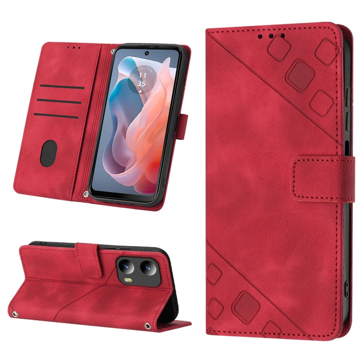 For Motorola Moto G Play 5G 2024 Skin Feel Embossed Leather Phone Case(Red) - Motorola Cases by PMC Jewellery | Online Shopping South Africa | PMC Jewellery | Buy Now Pay Later Mobicred