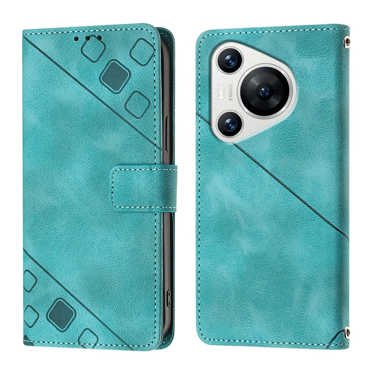 For Huawei Pura 70 Skin Feel Embossed Leather Phone Case(Green) - Huawei Cases by PMC Jewellery | Online Shopping South Africa | PMC Jewellery | Buy Now Pay Later Mobicred