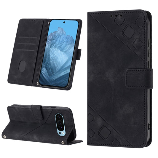 For Google Pixel 9 / 9 Pro Skin-feel Embossed Leather Phone Case(Black) - Google Cases by PMC Jewellery | Online Shopping South Africa | PMC Jewellery | Buy Now Pay Later Mobicred