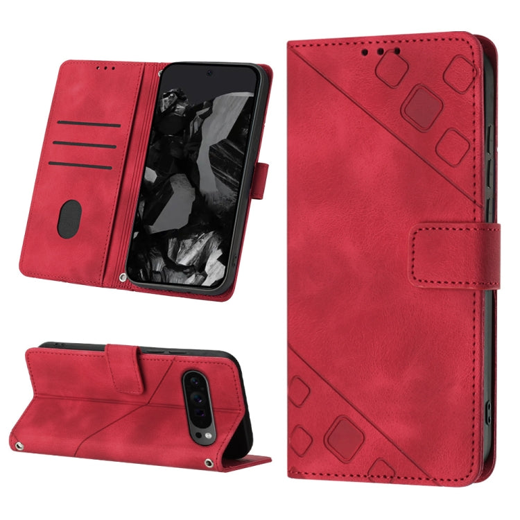 For Google Pixel 9 Pro XL Skin-feel Embossed Leather Phone Case(Red) - Google Cases by PMC Jewellery | Online Shopping South Africa | PMC Jewellery | Buy Now Pay Later Mobicred