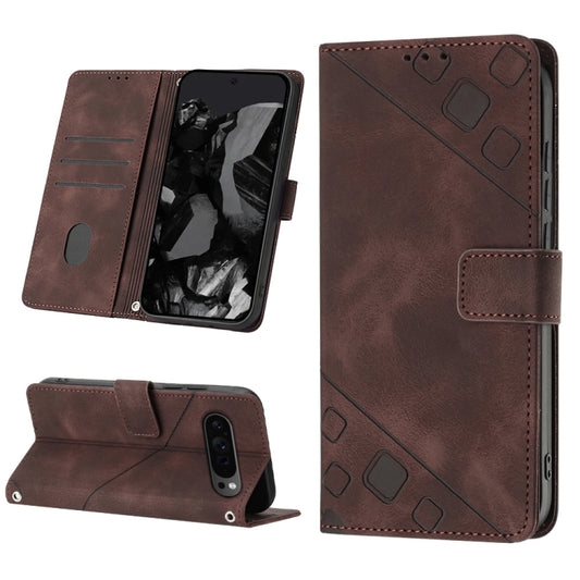 For Google Pixel 9 Pro XL Skin-feel Embossed Leather Phone Case(Brown) - Google Cases by PMC Jewellery | Online Shopping South Africa | PMC Jewellery | Buy Now Pay Later Mobicred