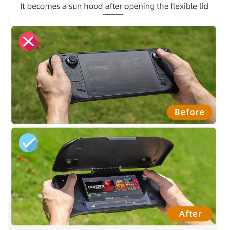 For Steam Deck Hifylux 3 in 1 Gaming Console Protector Guard Monitor Cover Sun Hood Kickstand Holder Mount(Black) - free shipping - PMC Jewellery - Order now!