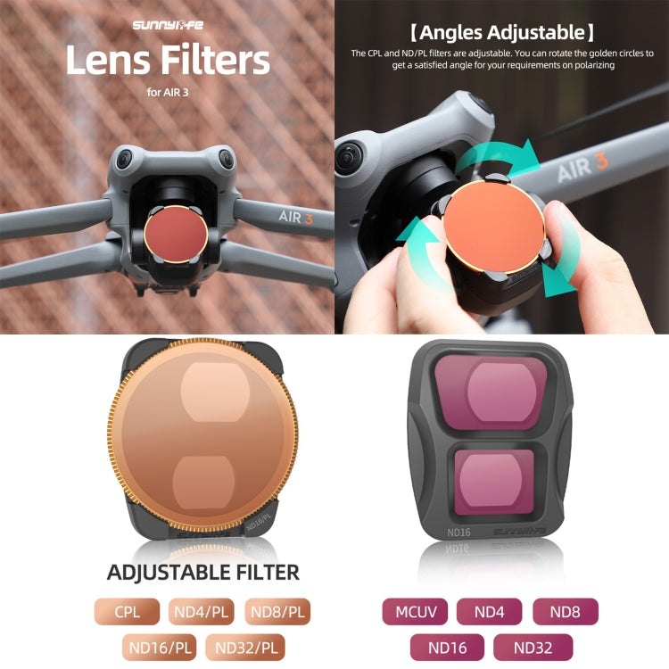 For DJI Air 3 Sunnylife Camera Lens Filter, Filter:ND4/PL - Lens Filter by Sunnylife | Online Shopping South Africa | PMC TechLife | Buy Now Pay Later Mobicred