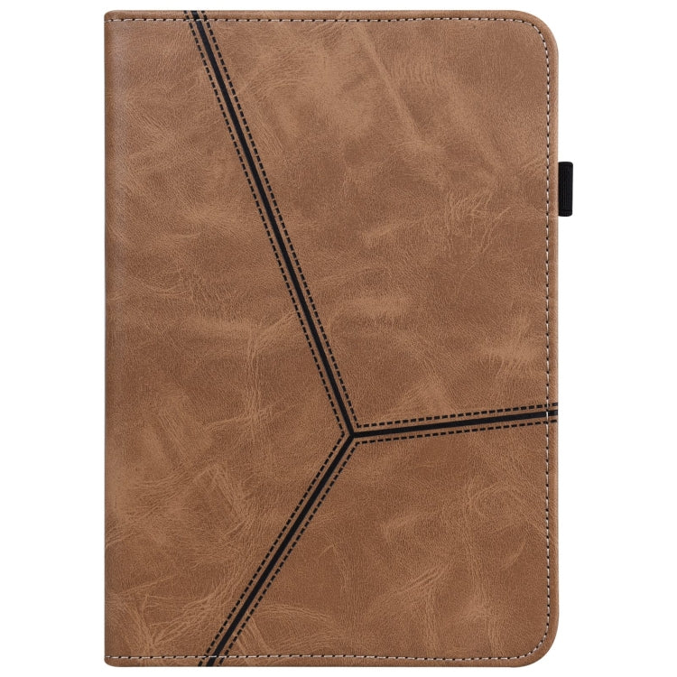 For Samsung Galaxy Tab A9 Solid Color Stripe Embossed Leather Tablet Case(Brown) - Galaxy Phone Cases by PMC Jewellery | Online Shopping South Africa | PMC Jewellery