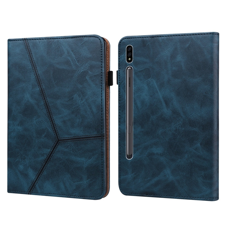 For Samsung Galaxy Tab S7+/S8+/S9+/S9 FE+ Solid Color Stripe Embossed Leather Tablet Case(Blue) - Galaxy Tab S9 FE+ by PMC Jewellery | Online Shopping South Africa | PMC Jewellery