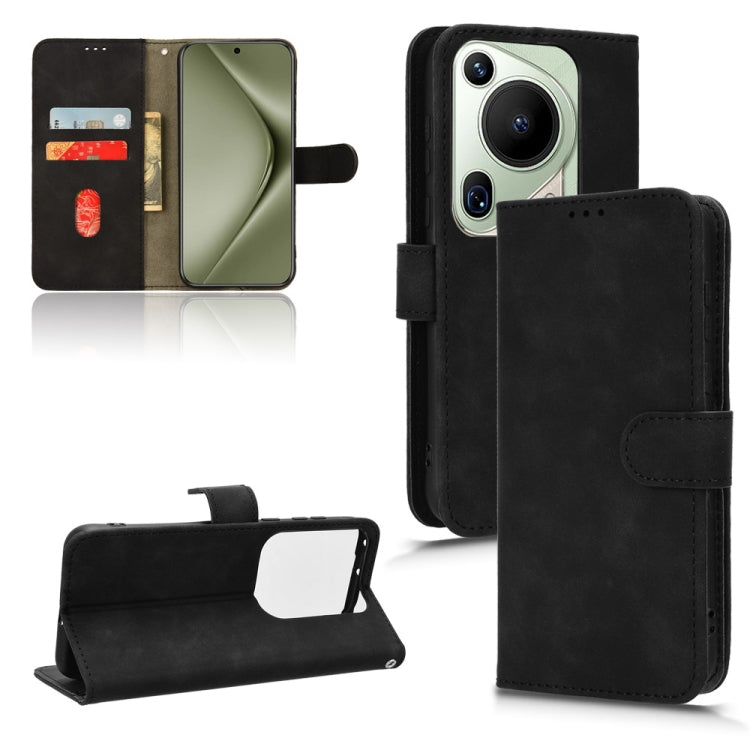 For Huawei Pura 70 Pro Skin Feel Magnetic Flip Leather Phone Case(Black) - Huawei Cases by PMC Jewellery | Online Shopping South Africa | PMC Jewellery | Buy Now Pay Later Mobicred