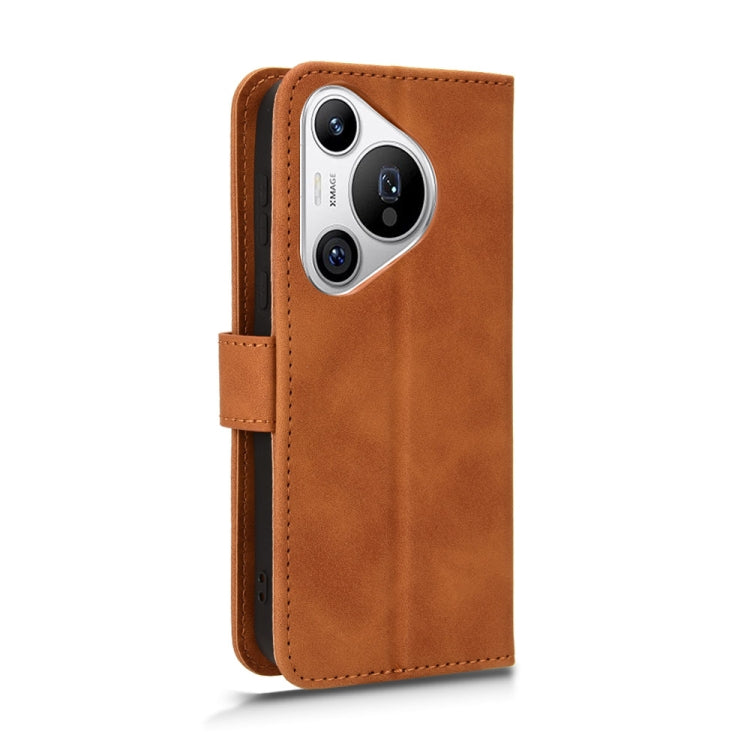 For Huawei Pura 70 Skin Feel Magnetic Flip Leather Phone Case(Brown) - Huawei Cases by PMC Jewellery | Online Shopping South Africa | PMC Jewellery | Buy Now Pay Later Mobicred