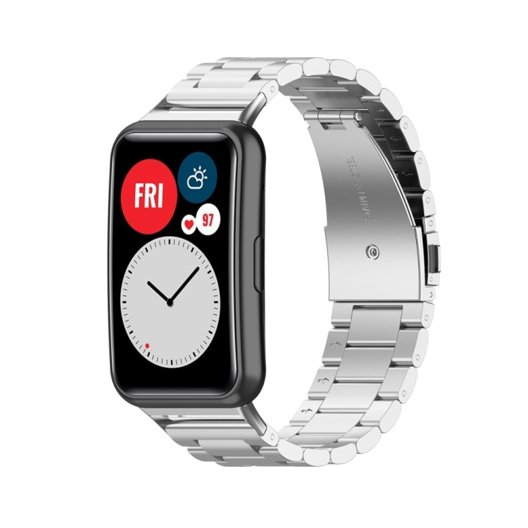 For Huawei Watch Fit Special Edition Three Strains Stainless Steel Watch Band(Silver) - Watch Bands by PMC TechLife | Online Shopping South Africa | PMC TechLife | Buy Now Pay Later Mobicred