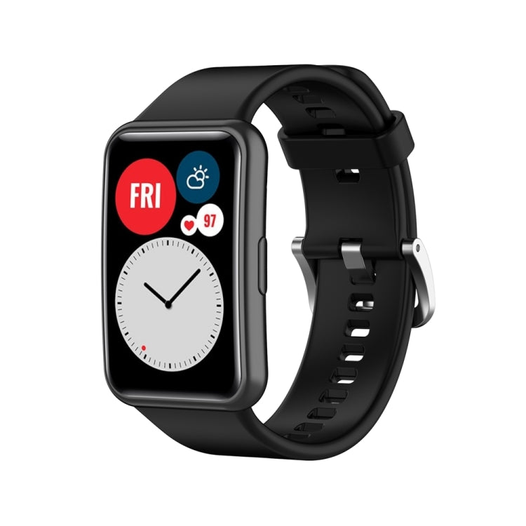 For Huawei Watch Fit Special Edition Silicone Silver Steel Buckle Watch Band(Black) - Watch Bands by PMC TechLife | Online Shopping South Africa | PMC TechLife