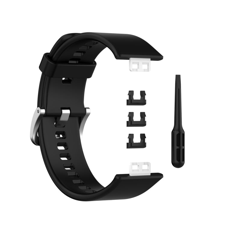 For Huawei Watch Fit Special Edition Silicone Silver Steel Buckle Watch Band(Black) - Watch Bands by PMC TechLife | Online Shopping South Africa | PMC TechLife