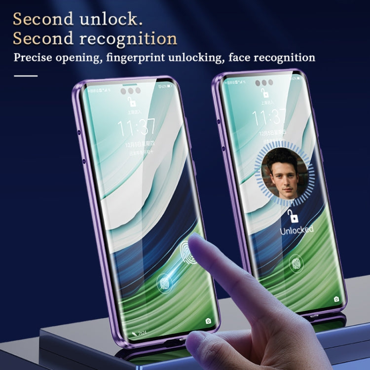 For Huawei Mate 60 Pro Magnetic Double-side HD Tempered Glass Phone Case(Silver) - Huawei Cases by PMC TechLife | Online Shopping South Africa | PMC TechLife | Buy Now Pay Later Mobicred