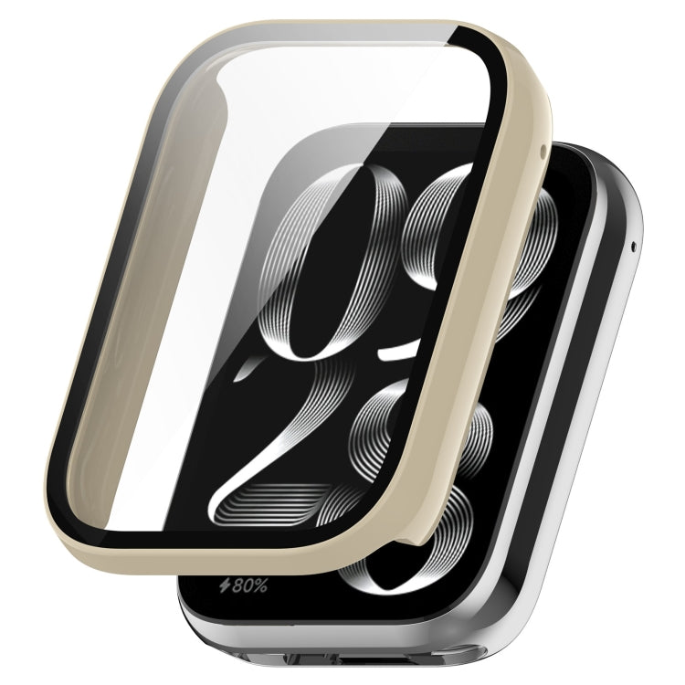 For Xiaomi Mi Band 8 Pro PC + Tempered Glass Film Integrated Watch Protective Case(Ivory White) - Watch Cases by PMC TechLife | Online Shopping South Africa | PMC TechLife | Buy Now Pay Later Mobicred