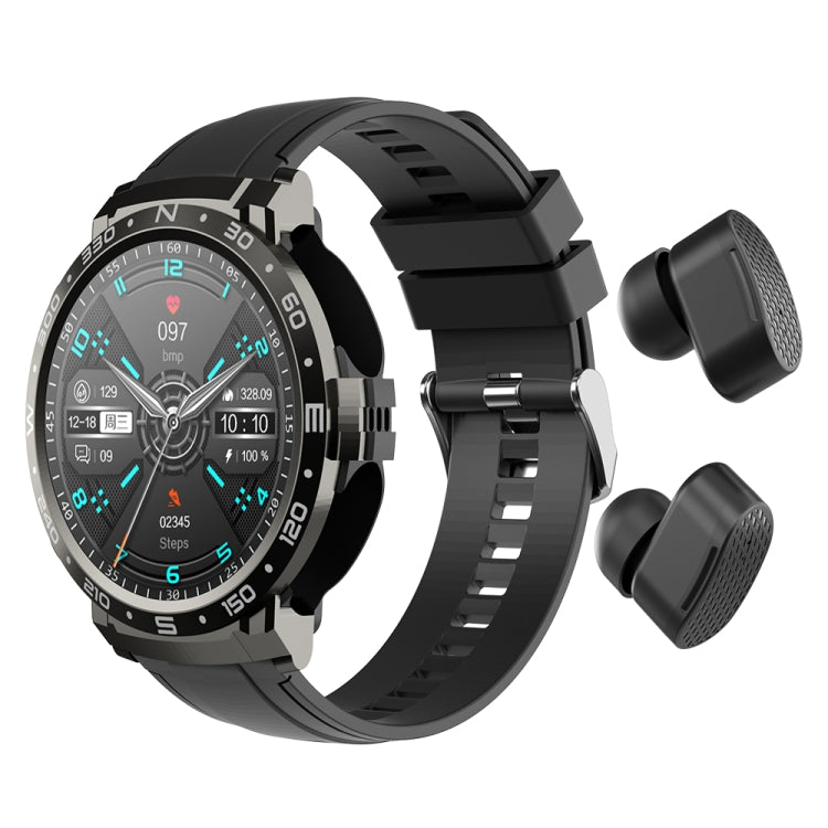 M68 Plus 1.52 inch Round Screen 2 in 1 Bluetooth Earphone Smart Watch, 512MB Memory Support Health Monitoring(Black) - Smart Watches by PMC TechLife | Online Shopping South Africa | PMC TechLife