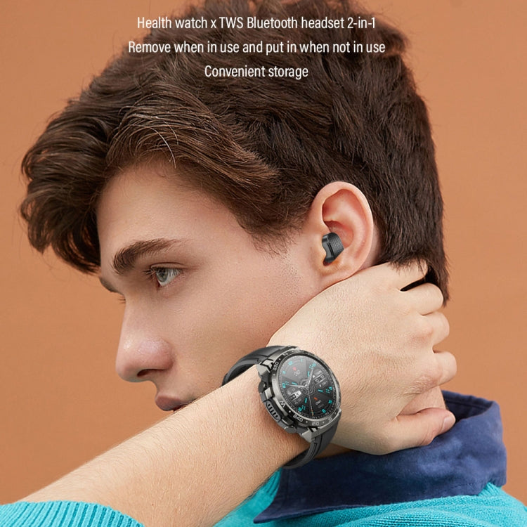 M68 Plus 1.52 inch Round Screen 2 in 1 Bluetooth Earphone Smart Watch, 512MB Memory Support Health Monitoring(Black) - Smart Watches by PMC TechLife | Online Shopping South Africa | PMC TechLife