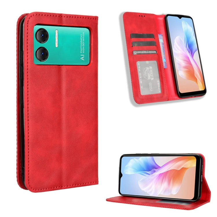 For Doogee X98 Magnetic Buckle Retro Texture Leather Phone Case(Red) - More Brand by PMC Jewellery | Online Shopping South Africa | PMC Jewellery | Buy Now Pay Later Mobicred