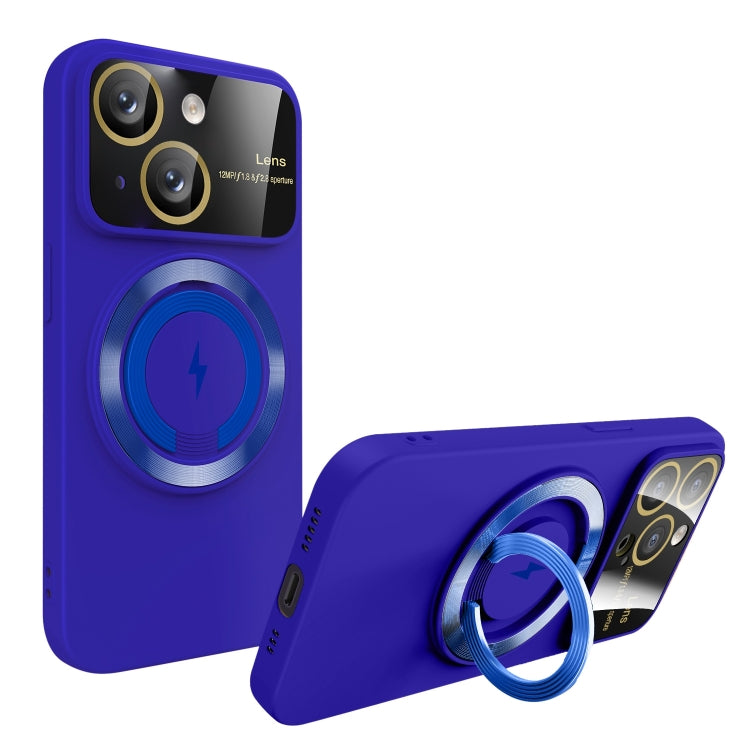 For iPhone 13 Large Window MagSafe Magnetic Holder Phone Case(Klein Blue) - iPhone 13 Cases by PMC Jewellery | Online Shopping South Africa | PMC Jewellery