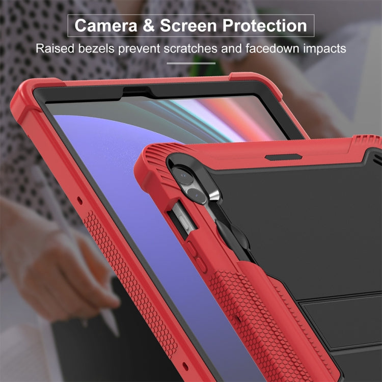 For Samsung Galaxy Tab S9+ Shockproof Silicone Hybrid PC Tablet Case with Holder(Black + Red) - Galaxy Tab S9+ Cases by PMC Jewellery | Online Shopping South Africa | PMC Jewellery | Buy Now Pay Later Mobicred