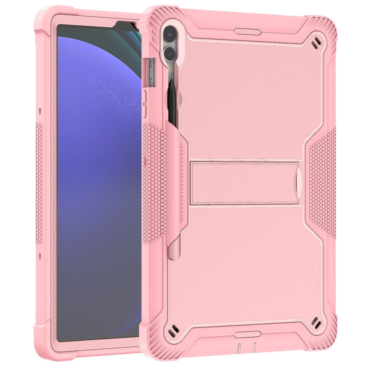 For Samsung Galaxy Tab S9+ Shockproof Silicone Hybrid PC Tablet Case with Holder(Rose Gold) - Galaxy Tab S9+ Cases by PMC Jewellery | Online Shopping South Africa | PMC Jewellery | Buy Now Pay Later Mobicred