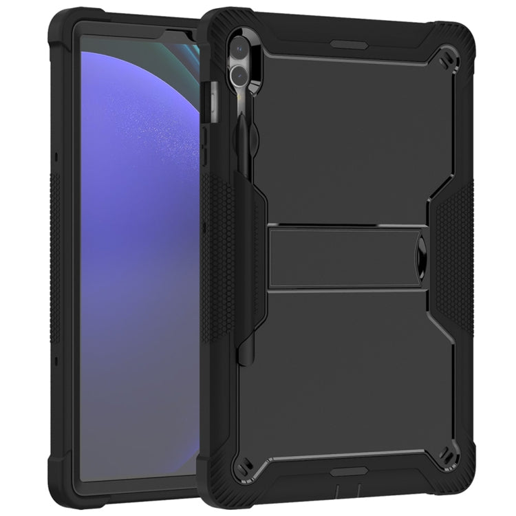 For Samsung Galaxy Tab S9+ Shockproof Silicone Hybrid PC Tablet Case with Holder(Black) - Galaxy Tab S9+ Cases by PMC Jewellery | Online Shopping South Africa | PMC Jewellery | Buy Now Pay Later Mobicred