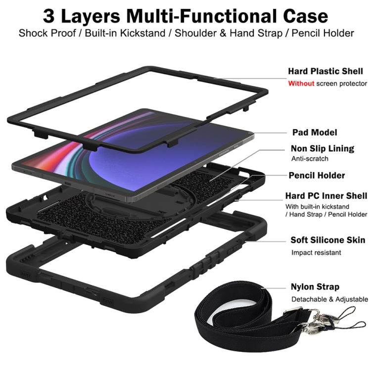 For Samsung Galaxy Tab S9 360 Degree Rotation PC Contrast Silicone Tablet Case(Black) - Galaxy Tab S9 Cases by PMC Jewellery | Online Shopping South Africa | PMC Jewellery | Buy Now Pay Later Mobicred