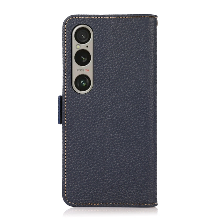 For Sony Xperia 1 VI KHAZNEH Side-Magnetic Litchi Genuine Leather RFID Case(Blue) - Sony Cases by PMC TechLife | Online Shopping South Africa | PMC TechLife | Buy Now Pay Later Mobicred