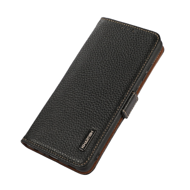For Sony Xperia 10 VI KHAZNEH Side-Magnetic Litchi Genuine Leather RFID Case(Black) - Sony Cases by PMC TechLife | Online Shopping South Africa | PMC TechLife | Buy Now Pay Later Mobicred