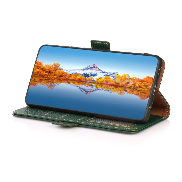 For Sony Xperia 10 VI KHAZNEH Side-Magnetic Litchi Genuine Leather RFID Case(Green) - free shipping - PMC TechLife - Order now!