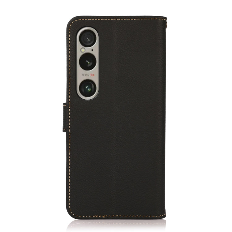 For Sony Xperia 1 VI KHAZNEH Custer Genuine Leather RFID Phone Case(Black) - Sony Cases by PMC TechLife | Online Shopping South Africa | PMC TechLife | Buy Now Pay Later Mobicred
