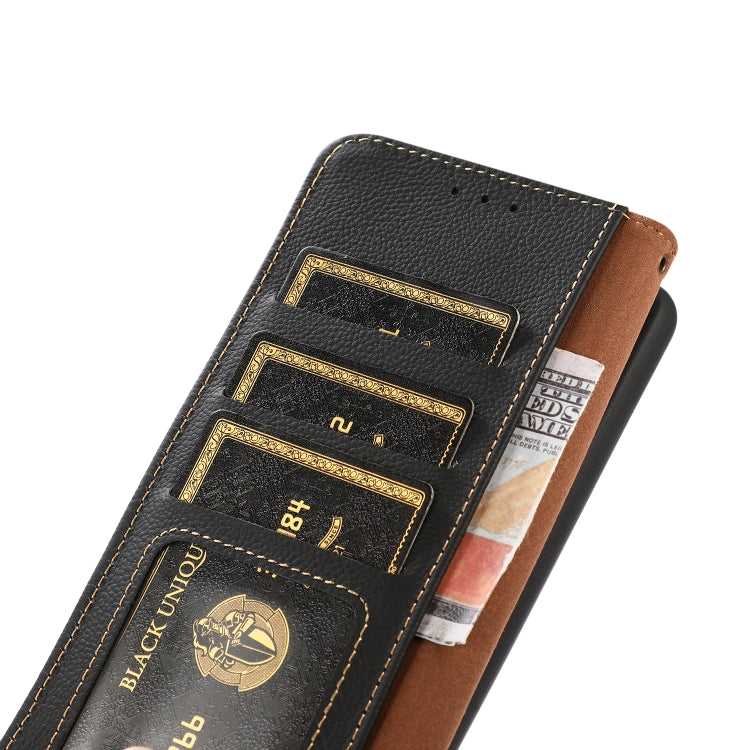 For Sony Xperia 10 VI KHAZNEH Custer Genuine Leather RFID Phone Case(Black) - Sony Cases by PMC TechLife | Online Shopping South Africa | PMC TechLife | Buy Now Pay Later Mobicred