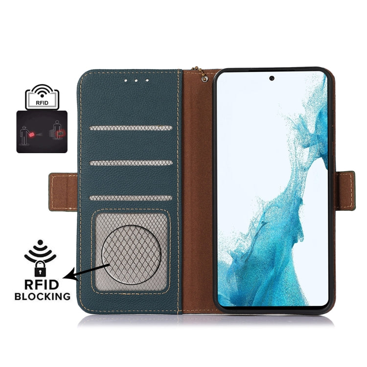 For Sony Xperia 5 V Side-Magnetic TJ Genuine Leather RFID Phone Case(Green) - Sony Cases by PMC TechLife | Online Shopping South Africa | PMC TechLife | Buy Now Pay Later Mobicred
