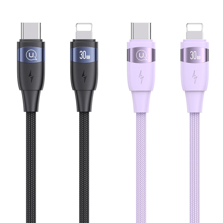 USAMS US-SJ635 U85 2m Type-C to 8 Pin PD30W Aluminum Alloy Fast Charging & Data Cable(Black) - 2 in 1 Cable by USAMS | Online Shopping South Africa | PMC Jewellery | Buy Now Pay Later Mobicred