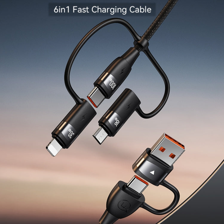 USAMS US-SJ645 U85 1.2m PD100W 6 in 1 Alloy Multifunctional Fast Charging Cable(Black) - Multifunction Cable by USAMS | Online Shopping South Africa | PMC Jewellery | Buy Now Pay Later Mobicred