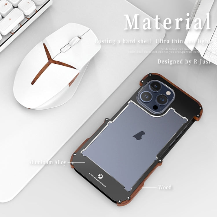 For iPhone 15 Pro R-JUST Ironwood Generation Metal Hybrid Wood Phone Case - iPhone 15 Pro Cases by R-JUST | Online Shopping South Africa | PMC TechLife | Buy Now Pay Later Mobicred