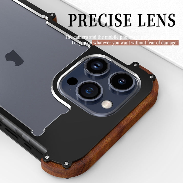 For iPhone 16 Plus R-JUST Ironwood Generation Metal Hybrid Wood Phone Case - iPhone 16 Plus Cases by R-JUST | Online Shopping South Africa | PMC Jewellery | Buy Now Pay Later Mobicred