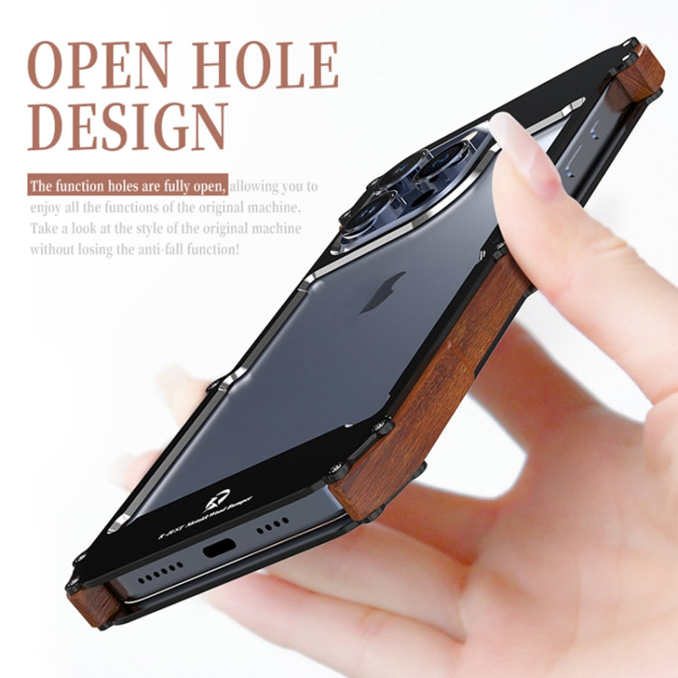 For iPhone 16 Pro R-JUST Ironwood Generation Metal Hybrid Wood Phone Case - free shipping - PMC Jewellery - Order now!