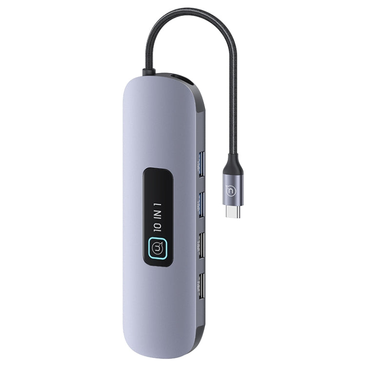 USAMS US-SJ644 PD100W 10 in 1 Aluminum Alloy Multifunctional Type-C HUB with Light(Metal Grey) - free shipping - PMC Jewellery - Order now!