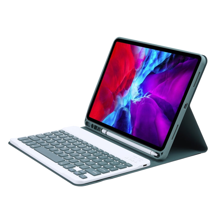 C-11B For iPad Air 4 / Air 5 / Pro 11 inch 2022 / 2021 / 2020 / 2018 Detachable ABS Candy Color Bluetooth Keyboard Tablet Case with Stand & Pen Slot(Dark Green) - For iPad Pro by PMC Jewellery | Online Shopping South Africa | PMC Jewellery | Buy Now Pay Later Mobicred