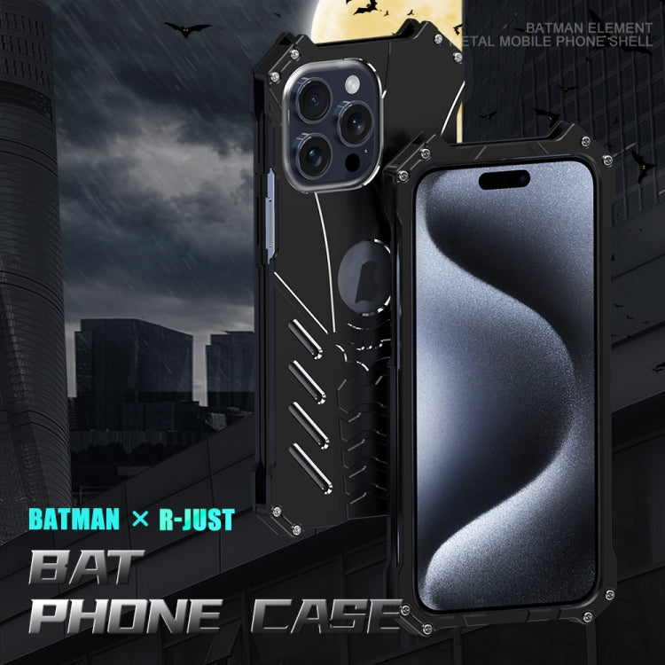 For iPhone 15 Pro Max R-JUST Batman Metal Mobile Phone Protective Case(Black) - iPhone 15 Pro Max Cases by R-JUST | Online Shopping South Africa | PMC Jewellery