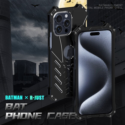 For iPhone 15 Pro R-JUST Batman Metal Mobile Phone Protective Case(Black) - iPhone 15 Pro Cases by R-JUST | Online Shopping South Africa | PMC Jewellery