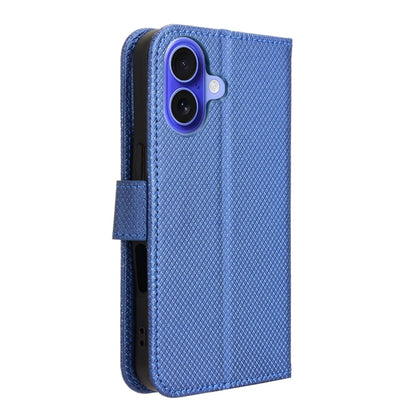 For iPhone 16 Plus Diamond Texture Leather Phone Case(Blue) - iPhone 16 Plus Cases by PMC Jewellery | Online Shopping South Africa | PMC Jewellery | Buy Now Pay Later Mobicred