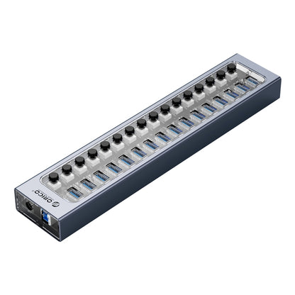 ORICO AT2U3-16AB-GY-BP 16 Ports USB 3.0 HUB with Individual Switches & Blue LED Indicator(UK Plug) - USB 3.0 HUB by ORICO | Online Shopping South Africa | PMC Jewellery | Buy Now Pay Later Mobicred